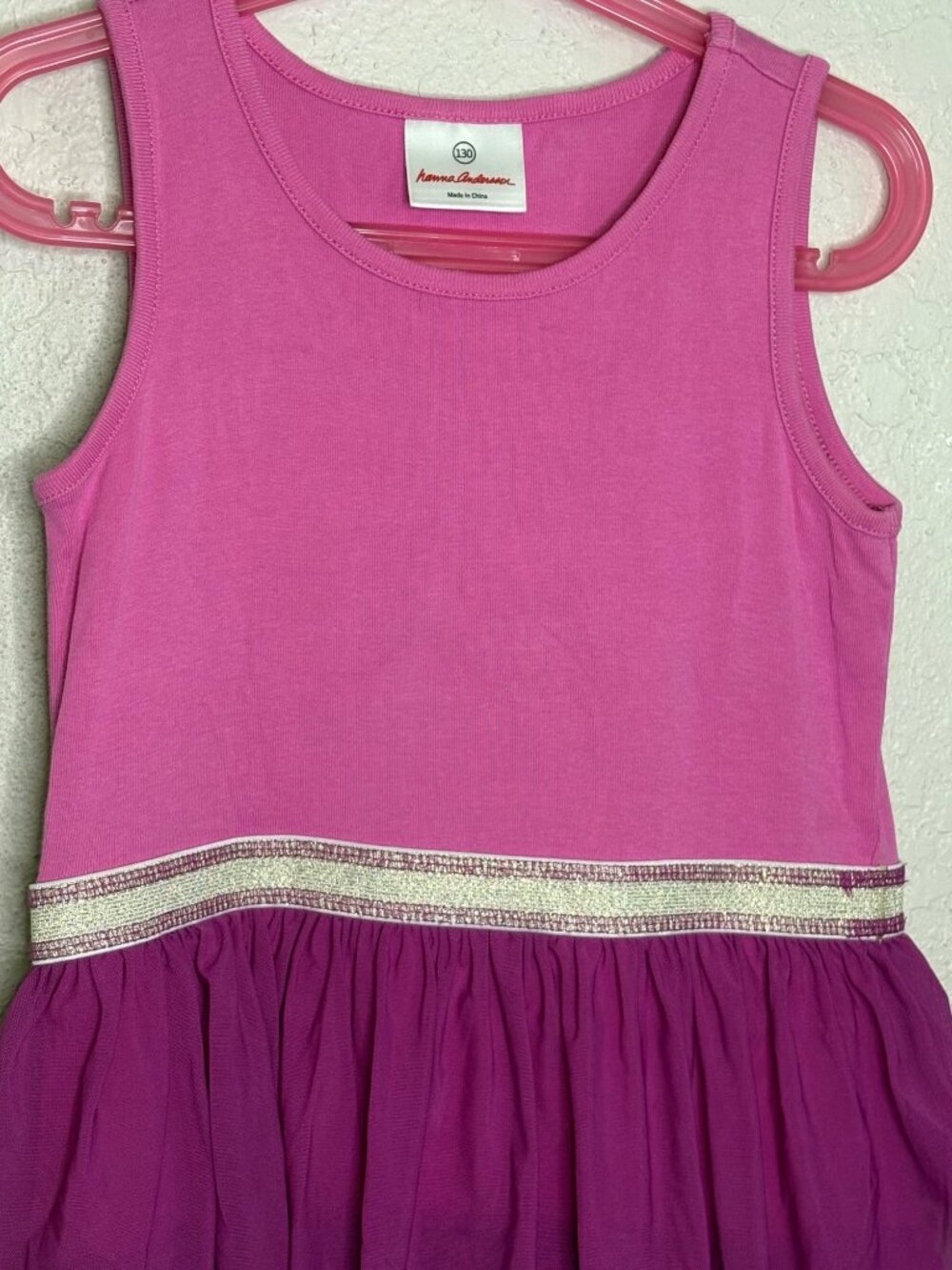 Hanna Andersson Girls Sleeveless Dress W/ Ruffle Skirt & Sparkle Waistband Sz 8 - Picture 5 of 9